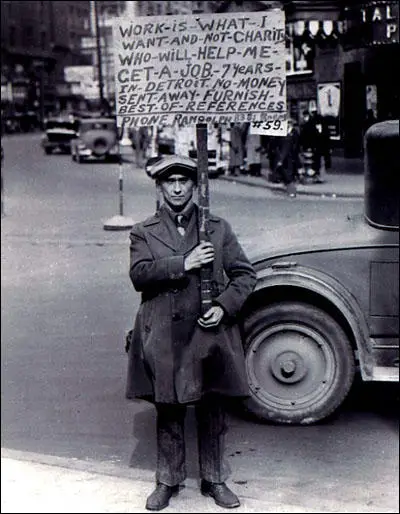(Source 1) Photograph of unemployed man in Detroit (c. 1930)