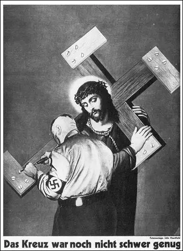 heartfield john cross enough heavy hitler 1933 adolf nazi church did 1934 state germany founding christianity propaganda german nazis anti