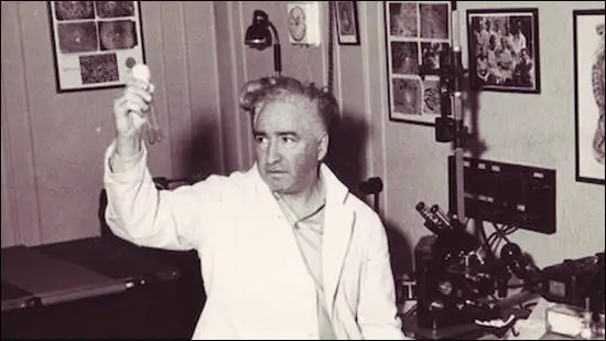 Wilhelm Reich carrying out an experiment