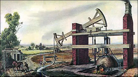 A Newcomen steam-engine being used in about 1780.