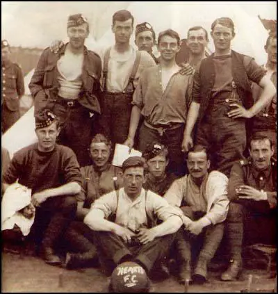 Members of the Hearts team in France in 1916.