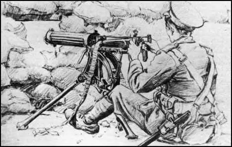 Drawing of a Vickers machine-gun in 1915.