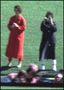 (B10) The Zapruder Film film shows the position of Jean Hill (left)and Mary Moorman when John F. Kennedy was shot.