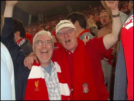 George Scott with his son Gavin in the Atatürk Stadium at the 2005 UEFA Champions League Final.