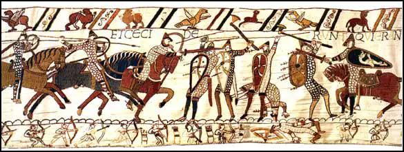 Section 56: Both Norman knights and English infantry usedspears at the Battle of Hastings (Bayeux Tapestry, c. 1090)