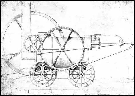 One of Richard Trevithick's drawings that hemade when he was designing the Wylam Locomotive