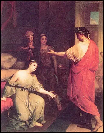 Painting by Anton Mengs of Cleopatra being captured by Octavian. (1770)