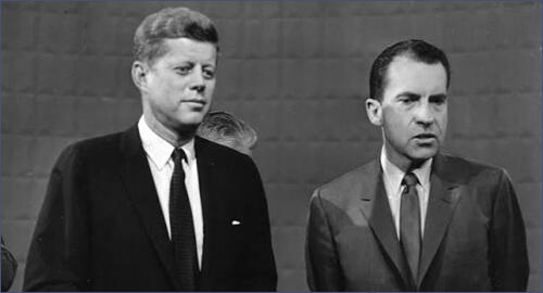 John F. Kennedy and Richard Nixon at the TV Debate (7 October 1960)