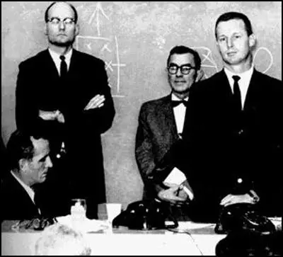 Dr Malcolm Perry (right) at the press conference on 22nd November, 1963