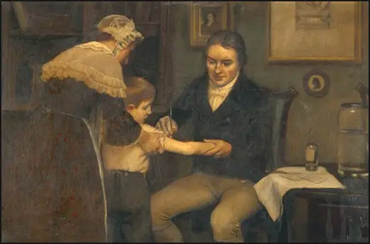Edward Jenner performing his first vaccination on James Phipps (14 May 1796)
