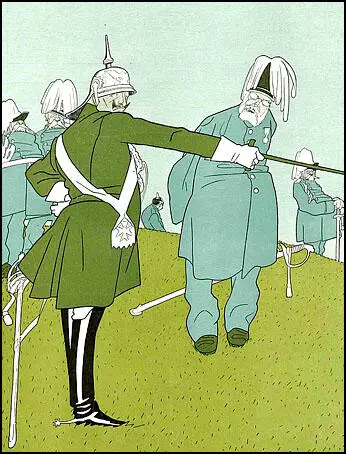 Olaf Gulbransson, Emperor William II explains the enemy's positions to Prince Ludwig of Bavaria (1909)