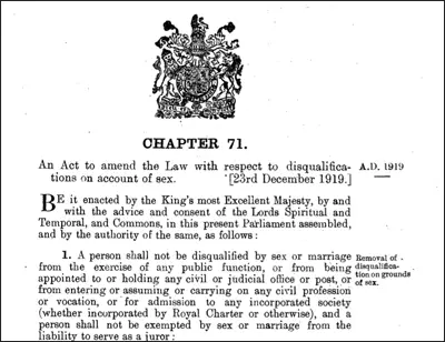 1919 Sex Disqualification Act