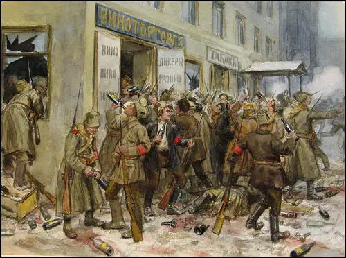 (Source 12) Ivan Vladimirov, Revolutionary workmen and soldiers robbing a wine-shop (1917)