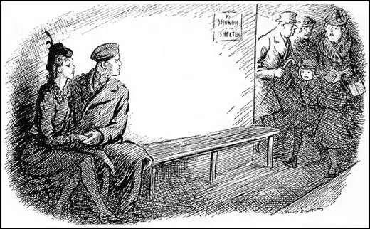 "Blast these air raid warnings."This cartoon of a public shelter was published in Britain in February, 1941.