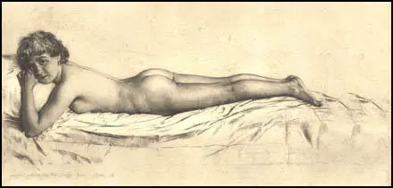 Reclining Female Nude by Karl Stauffer-Bern (1886)