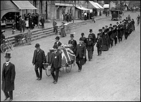 Frank Brinkhurst leading a funeral procession in about 1910.