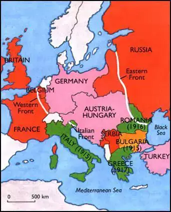 Germany Austria Hungary Turkey On World Map Central Powers