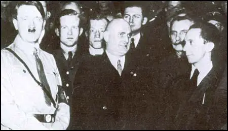 Adolf Hitler, Wilhelm Brückner and Joseph Goebbels.