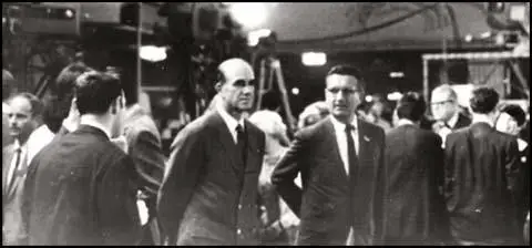 Photograph that Shane O'Sullivan claims shows Gordon Campbell and George Joannides at the Ambassador Hotel on the night Robert F. Kennedy was assassinated. Journalist Jefferson Morley who uncovered the Joannides story - and the only known autheticated photos of Joannides - asserts emphatically and unequivocally that neither Gordon Campbell nor George Joannides are the men depicted in this photograph. Morley notes that Campbell died in 1962 and that there is no corroborated evidence that Joannides was in Los Angeles in June 1968.