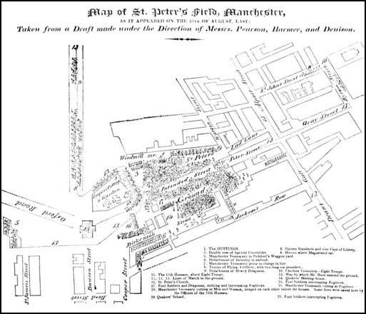 Official map of St Peter's Field in 1819.
