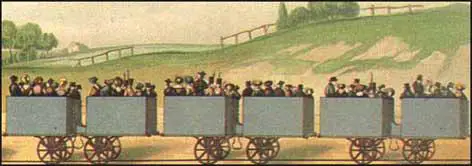 A. J. C. Bourne produced this lithograph of third-class travel in 1839