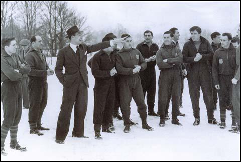 Ted Fenton with the West Ham squad in January, 1953.